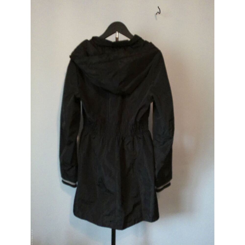Laundry by Shelli Segal Black Double Zip Hooded Rain Coat Jacket Women's L - Picture 2 of 5